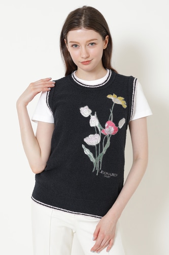 JS エンブロイダリー　コットンパイルニット