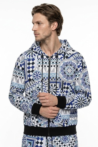 JS 【HOMME】プリントジップフーディー
